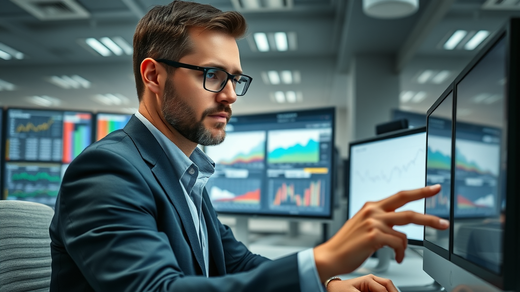 Professional marketer analyzing charts to track community-based promotion metrics