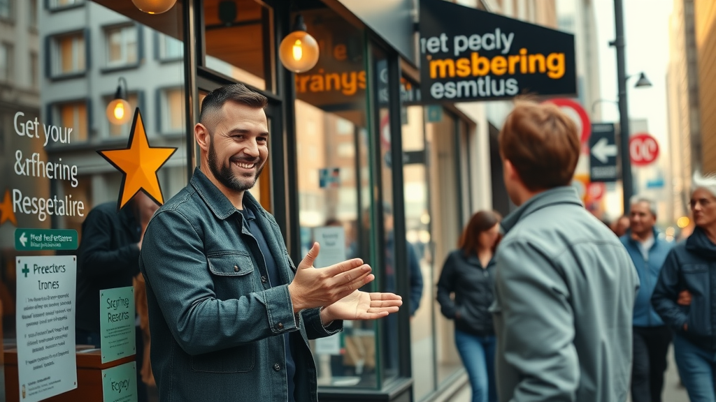 business on google - urban storefront emphasizing positive online reputation on google business account