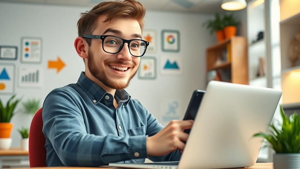 local entrepreneur optimizing Google business profile and social media ads