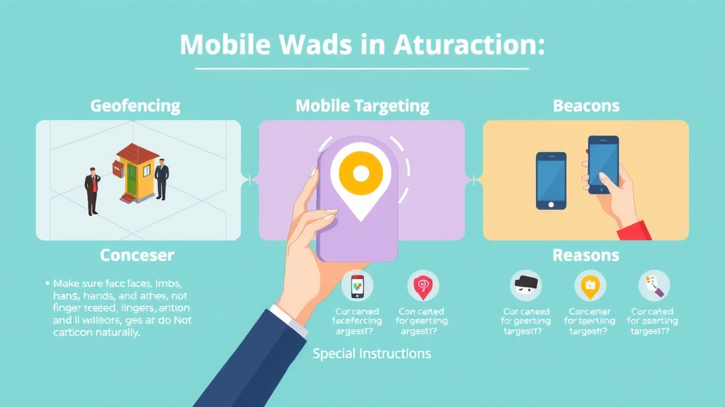 infographic showing types of location-based marketing: geofencing, beacons, mobile targeting