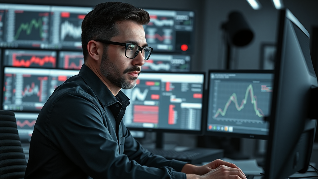 analyst at computer detecting fake reviews and suspicious patterns on digital dashboard