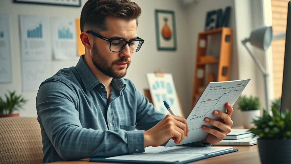 small business ambitious manager thoughtful expression updating lead generation spreadsheet and digital marketing strategies on a tablet