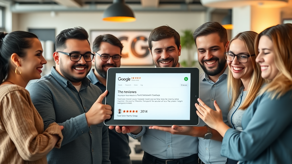 business team analyzing positive Google reviews after verification