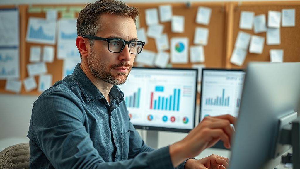 analyst reviewing audience insights for social media advertising tips for small business