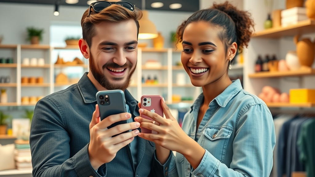 Small business influencer using Instagram for social media marketing in a creative retail shop
