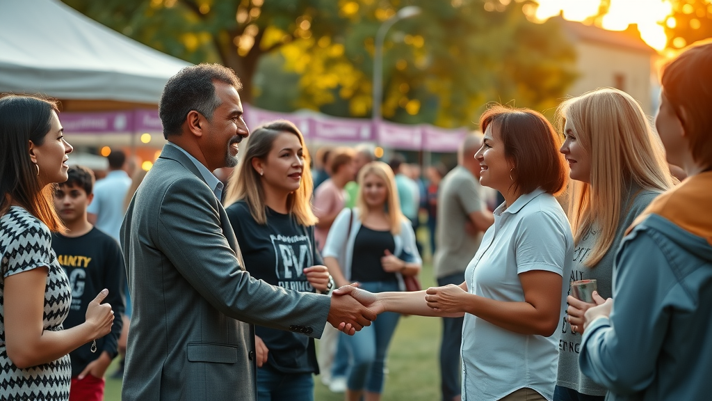 small business owners collaborating at community event for social media marketing