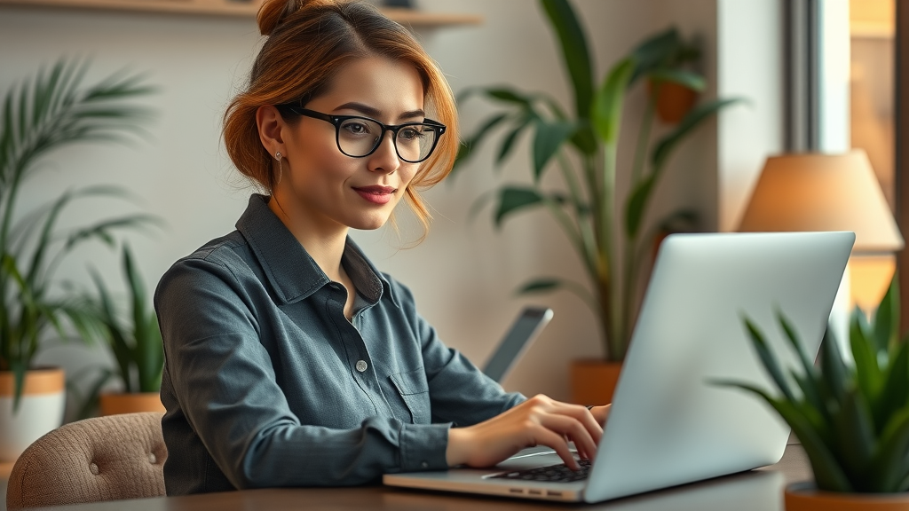 Professional manager responding to online reviews, laptop, review interface