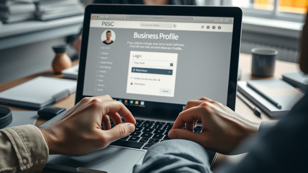 manage google business account - creating and accessing google business account, business profile page open on laptop