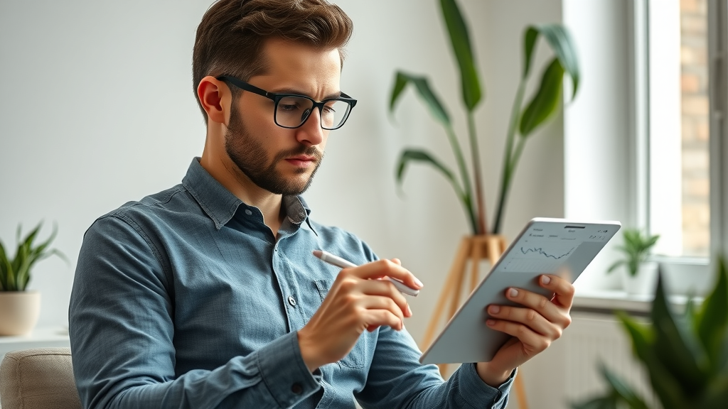 entrepreneur reviewing Google My Business analytics for ongoing performance improvement