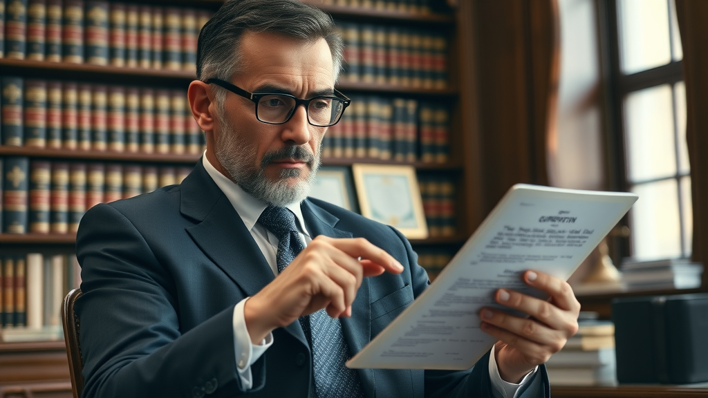 legal expert reviewing guidelines for authentic review generation techniques in formal office