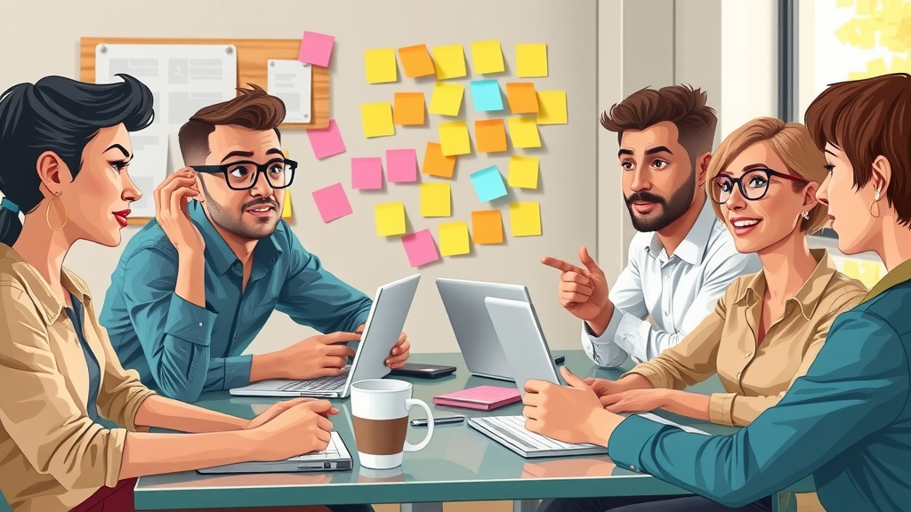 team of small business professionals planning social media posts for engagement on social media