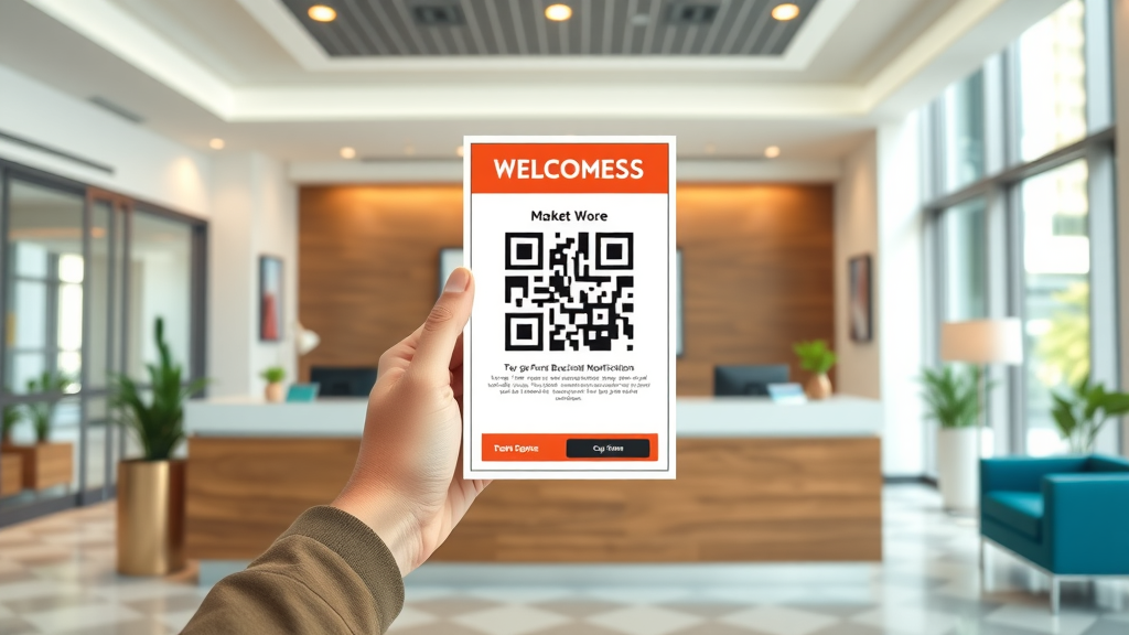 google my business reviews QR code flyer customer scanning modern reception business marketing profile