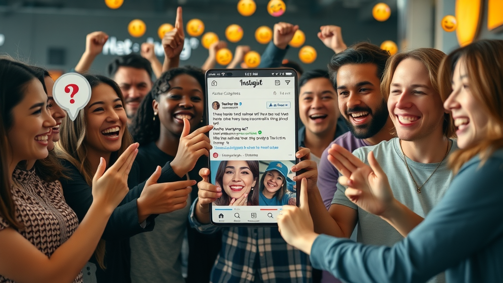 diverse group of followers interacting with branded social media post to drive engagement on social media for small business