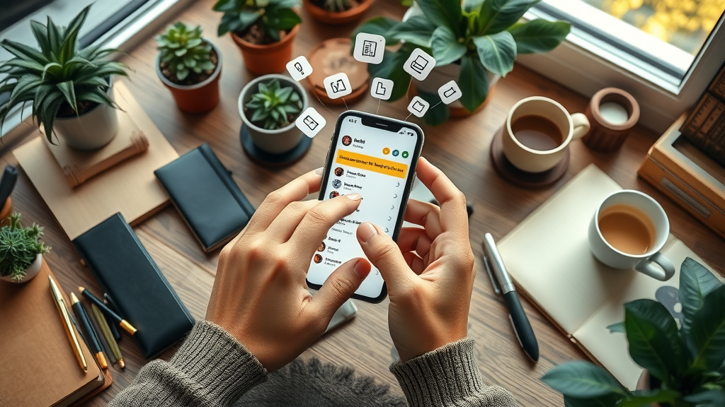 hands interacting with smartphone poll for engagement tactics on social media for small business