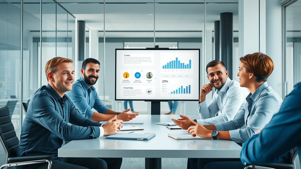 Business team discussing updated google business profile strategies and client insights