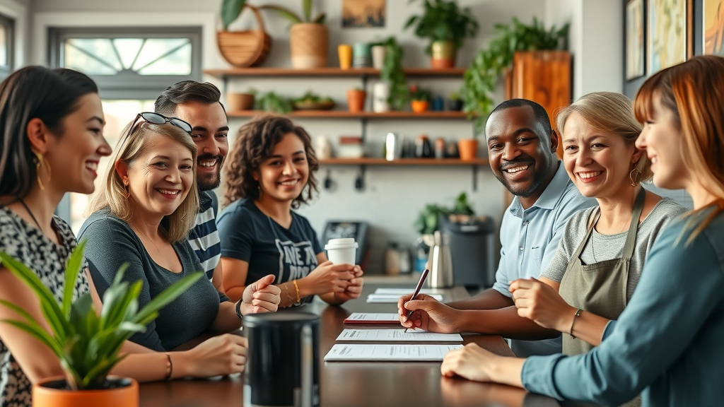 diverse group of local customers joining small business email list