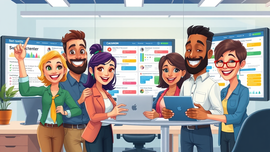 Diverse small business team creating a balanced social media content schedule. 5-5-5 rule for social media.