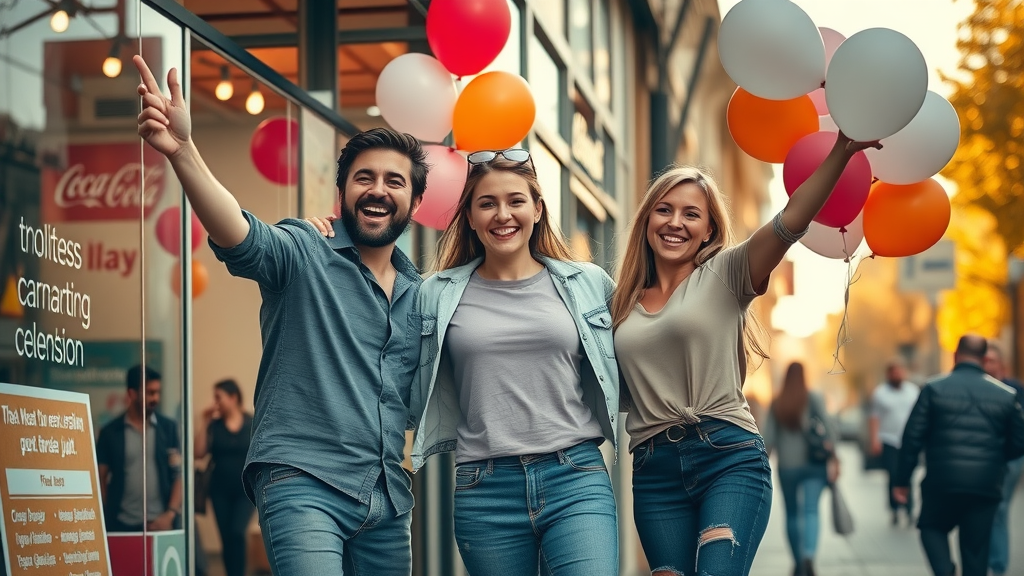 successful local business team celebrating marketing win