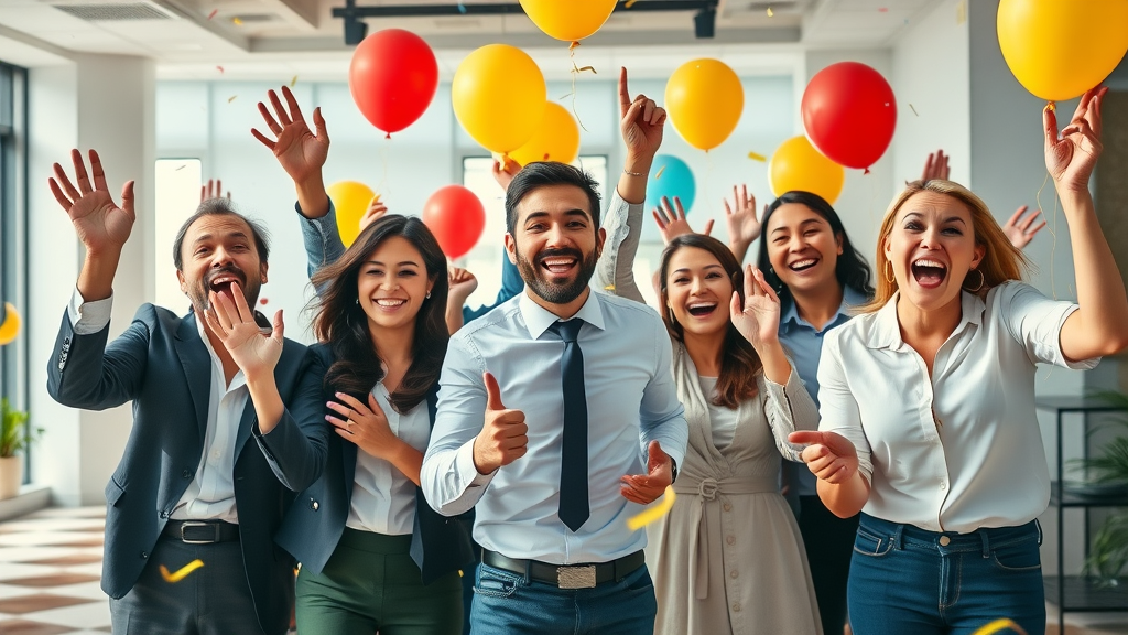 enthusiastic business team celebrating review milestone, google reviews, customer reviews