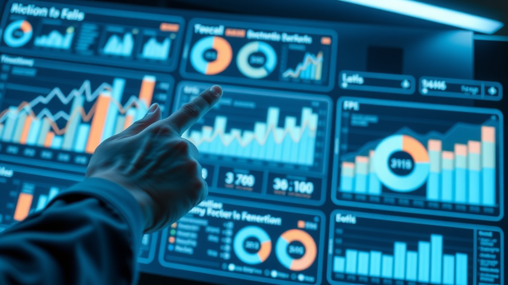 dashboard with KPI graphs tracking online lead generation for local businesses, high-tech workspace