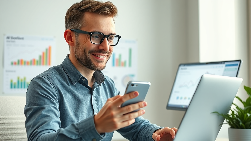 small business owner reviewing paid social campaign analytics for growth