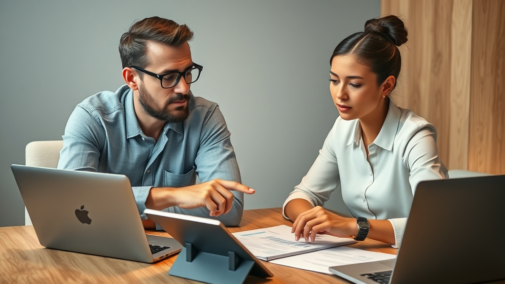 small business owner and marketing expert strategizing effective ads for local growth