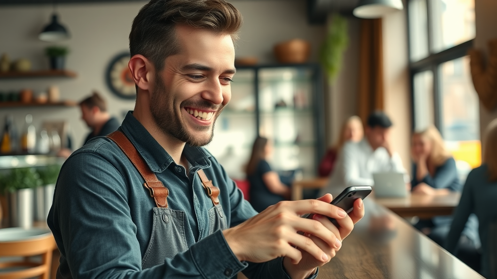 business owner engaging with audience on social media for small business