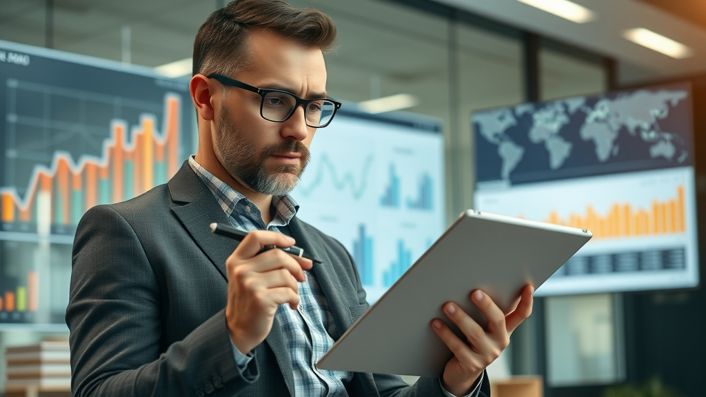 local business owner adjusting social media marketing strategy using analytics