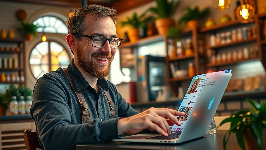 social media marketing local business owner engaging with followers