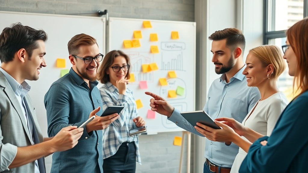 small business team brainstorming social media content